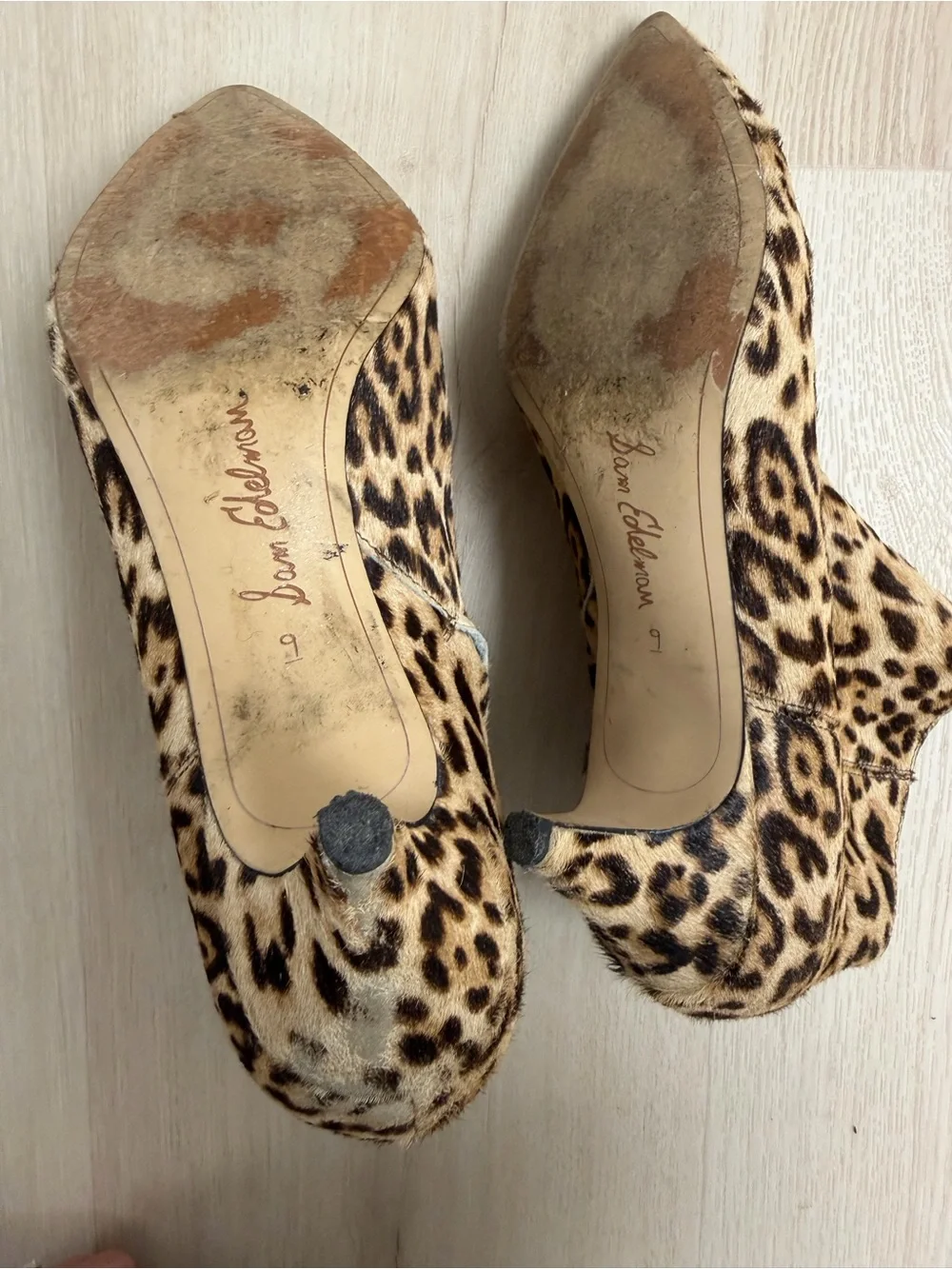 Calf Hair Sam Edelman Leopard Print Pointed Toe Ankle Boots - Women's